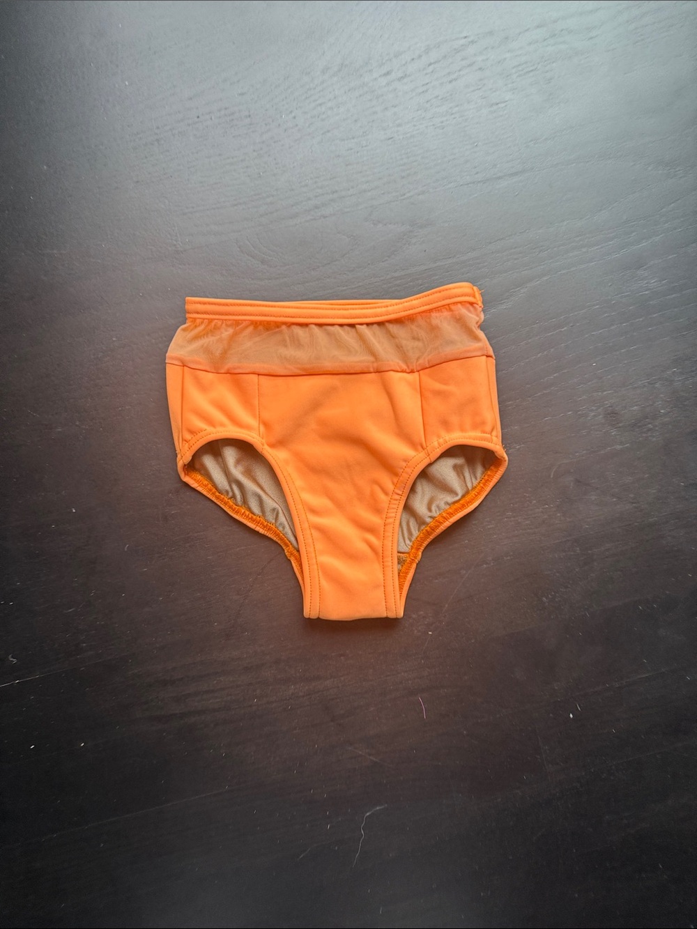 Kids Orange Dance Briefs with Sheer Waistband
